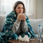 Pessoa com sintomas de gripe durante surto de super gripe no Brasil