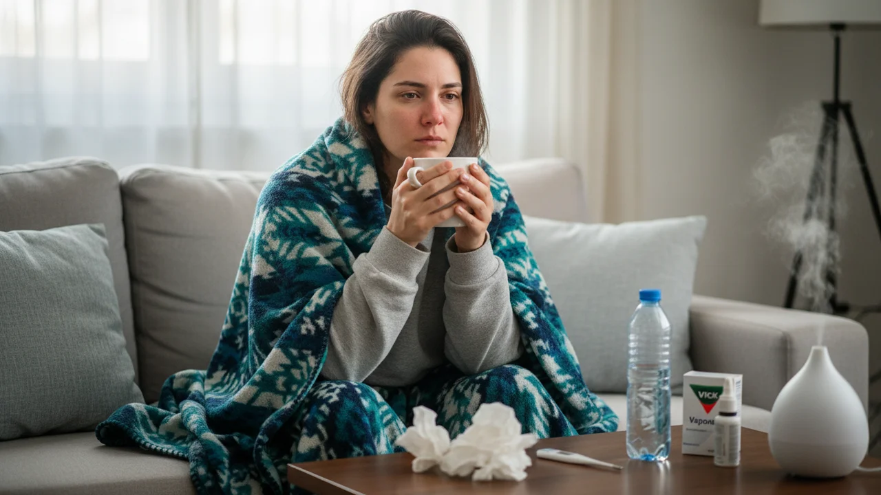 Pessoa com sintomas de gripe durante surto de super gripe no Brasil